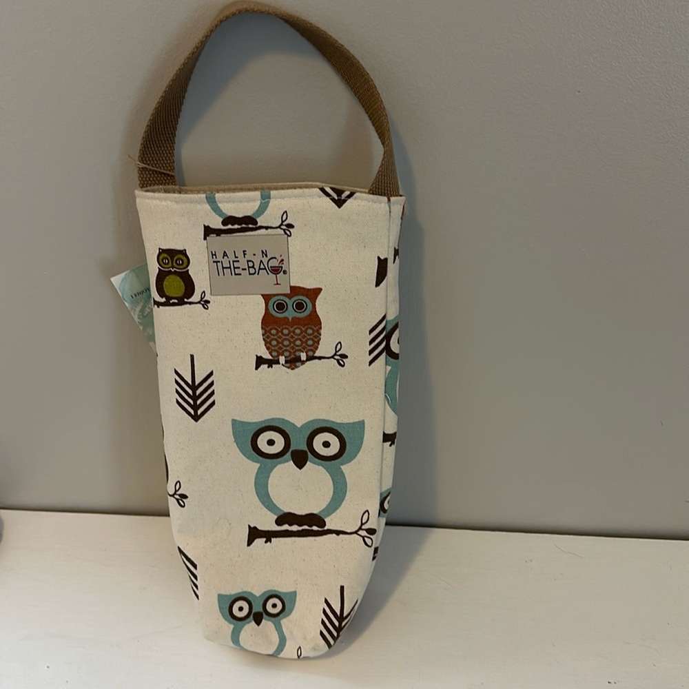 Insulated wine bag, owls design